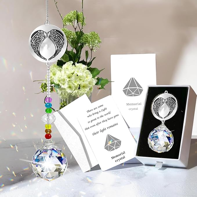 Memorial Gifts Crystal Suncatcher,Unique Sympathy Gifts for Loss of Loved One,Rainbow Maker Bereavement Gifts Box for Loss of Father Mom Dad Son Daughter Husband Brother Grandmother (Grandma)