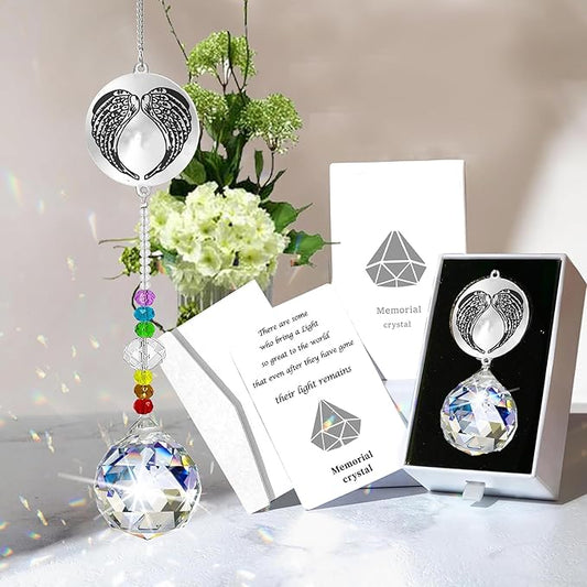 Memorial Gifts Crystal Suncatcher,Unique Sympathy Gifts for Loss of Loved One,Rainbow Maker Bereavement Gifts Box for Loss of Father Mom Dad Son Daughter Husband Brother Grandmother (Mom)