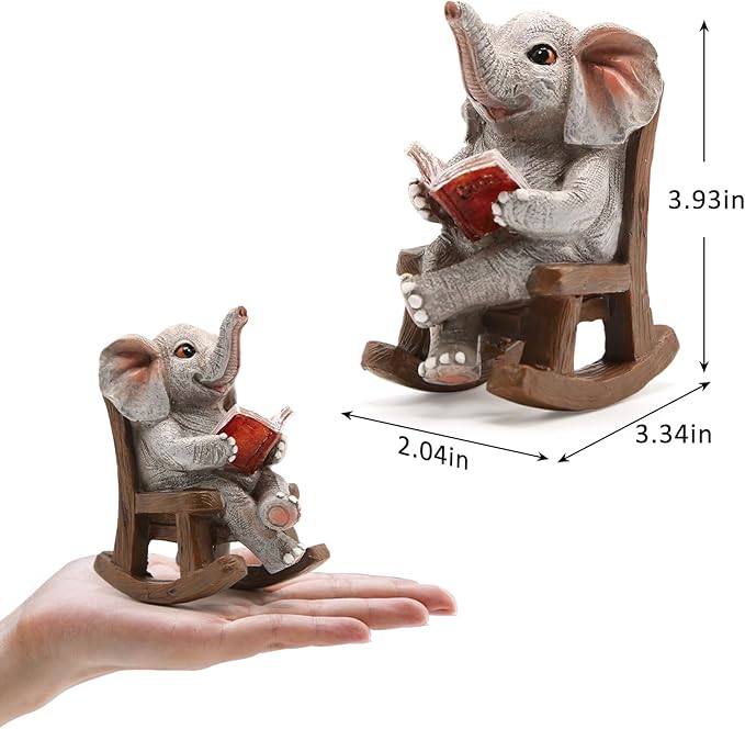 Garden Statues Elephant Outdoor Valentines Decorations Lights, Lucky Miniature Elephant Statue Solar Garden Decor for Patio,Porch,Home Yard Decor Elephant Gifts for Mom,Women, 2.04"x3.34"x3.93"