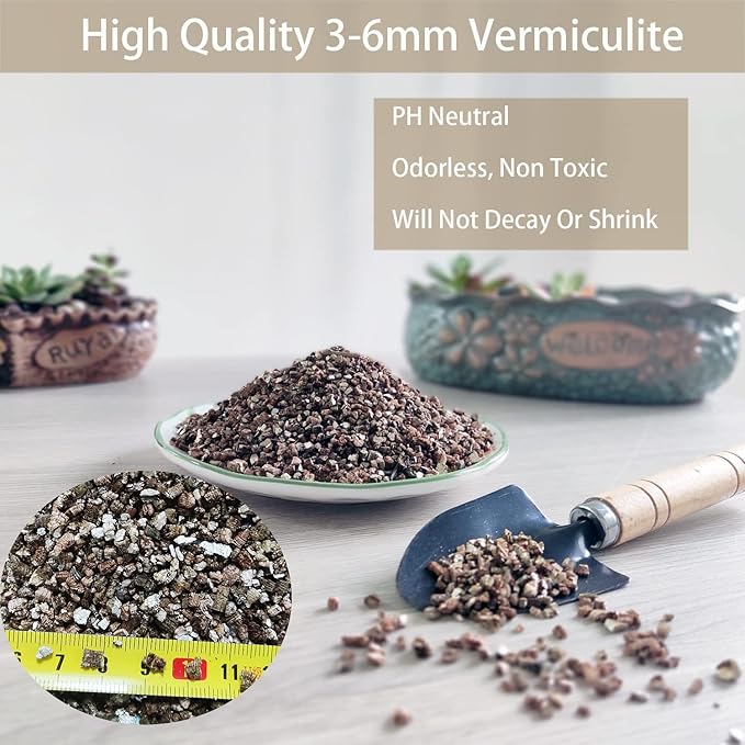 Natural Coarse Vermiculite 10QT for Plants Organic Occurring Mineral Potting Mix Grow Medium for Potted Plants, Hydroponics, Terrariums, Orchids, Mushroom Growing Or Reptile Habitats