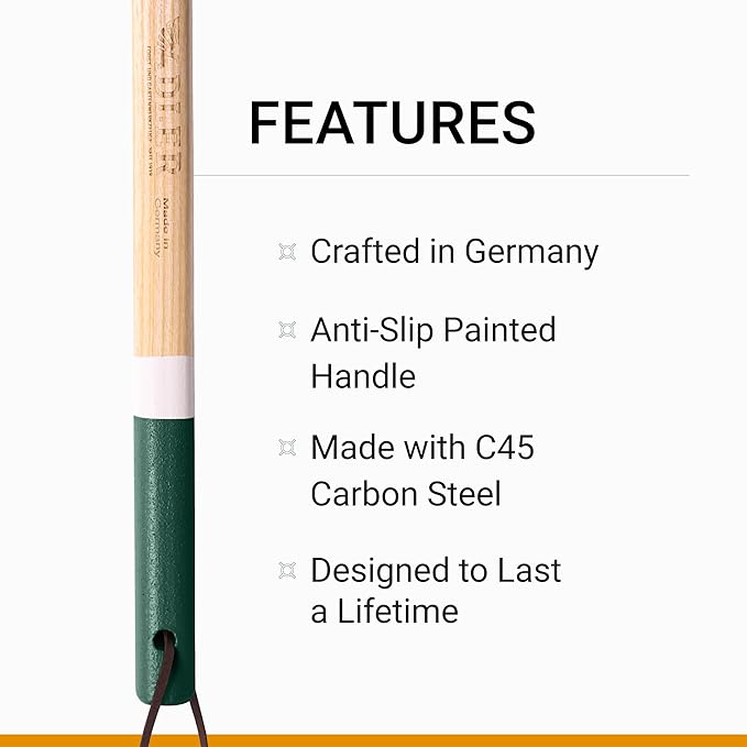 Adler - The Daisy Garden Hoe, Heavy Duty Yard Tool Lawn Care, Loosening Soil, Weeding, and Digging, Steel Head 3.9 inches, Wood Handle 17.7 inches (Rose)