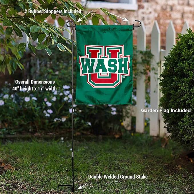 College Flags & Banners Co. Washington St. Louis Bears Dual Logo Garden Flag with Pole Stand Holder