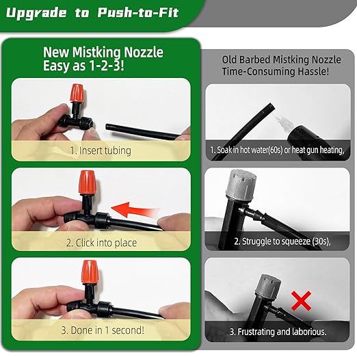 20PCS Push-to-Fit Drip Irrigation Micro Spray Emitters for 1/4 inch Irrigation Tubing, Three-Way Adjustable Atomizing Nozzle, Irrigation Dripper Sprinklers for Garden Greenhouse Agricultural