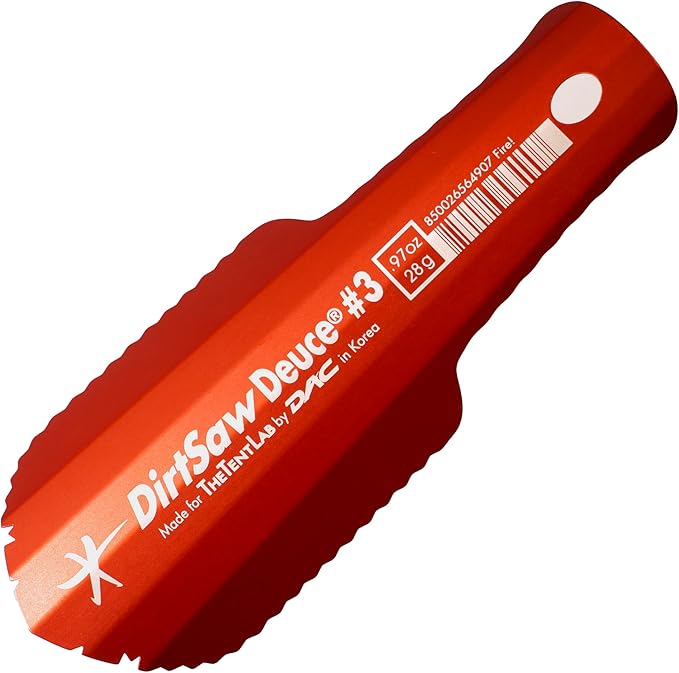 DirtSaw® Deuce #3 - .97 oz Ultralight Backpacking Trowel, Color: FIRE