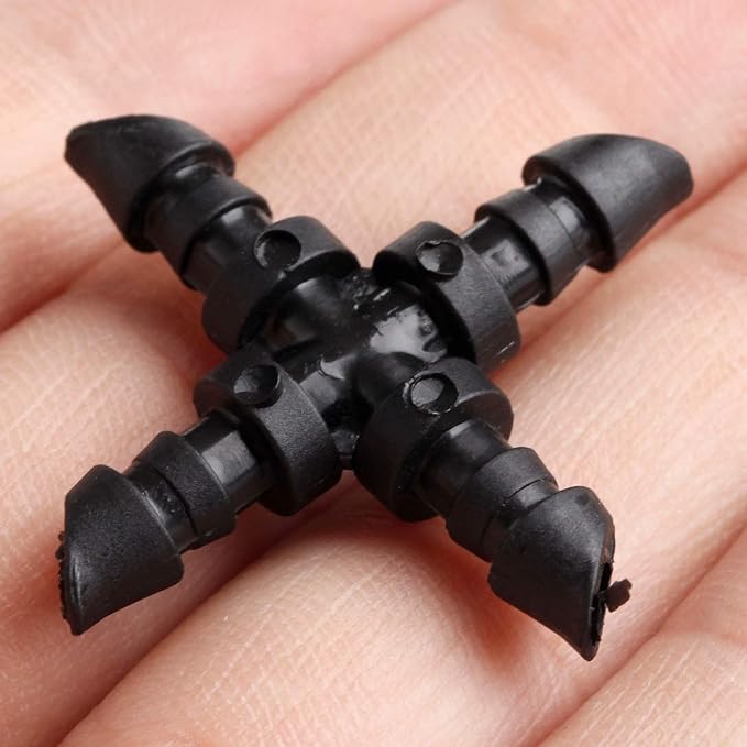 Mtsooning 50PCS Irrigation Cross Connectors for 4/7mm Hose,Barbed Tubing Fittings Kit 4-Way Coupling for Drip Sprinkler Garden Lawn Systems Systems