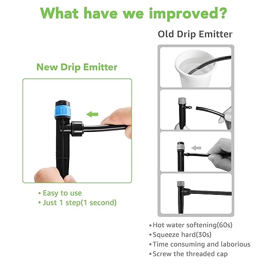 60PCS Easy-Connect Drip Irrigation Emitters Fan Shape for 1/4 inch Irrigation Tubing, Adjustable Water Flow Drip Emitters with Stake