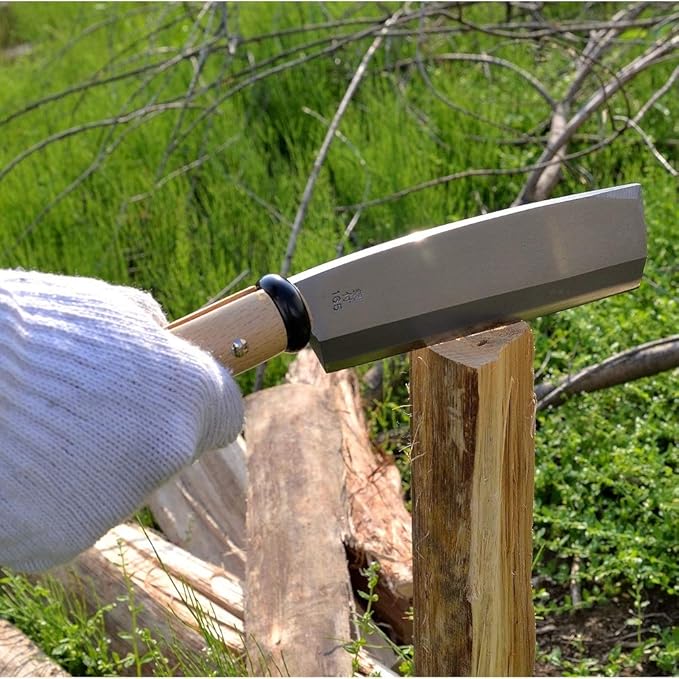 KAKURI Japanese NATA Tool Knife 6.5" Made in Japan, Bushcraft Hatchet Axe with Sheath for Camping, Outdoor, Campfire, Gardening