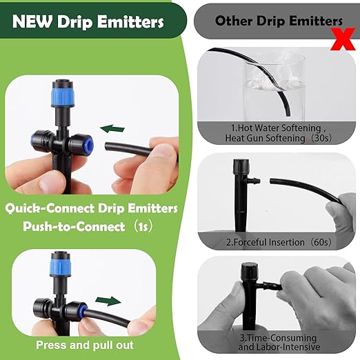 21PCS Adjustable Drip Irrigation Emitters(Fan-Shaped) Kit-Quick Connect for 1/4" Tubing, Dual Adjustment System-Easy to Install Drippers for Precise Garden Watering of Vegetables,Shrubs&Flowers