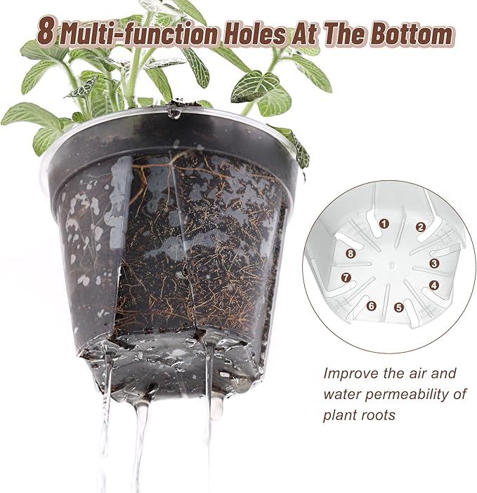 3.9-9.4 Inch Big Size Clear Nursery Pots with Drainage, 6 Sizes 30 Packs Nursery Garden Pots with 30 Plant Labels for Seedling Plants, Nursery Pots Variety for Indoor Outdoor Seed Starter Flower Pots