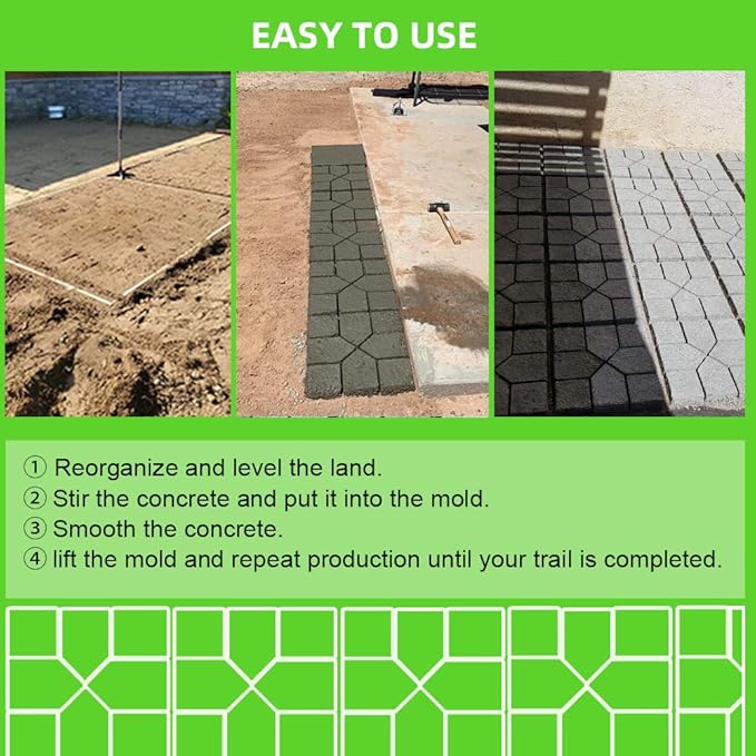 CJGQ 15.7"x15.7"x1.57"Walk Maker Reusable Concrete Path Maker Molds Stepping Stone Paver (Square 2-Pack)