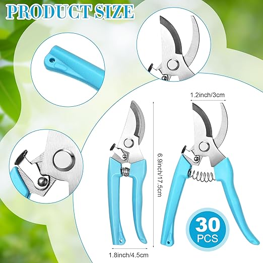 Chumia 30 Garden Flower Shears Pruning Scissors Heavy Duty Plant Scissors Trimming Garden Clippers Hand Tree Pruner for Yard Gardening Plants Hedge Flower Tree Cutting Secateurs (Blue)