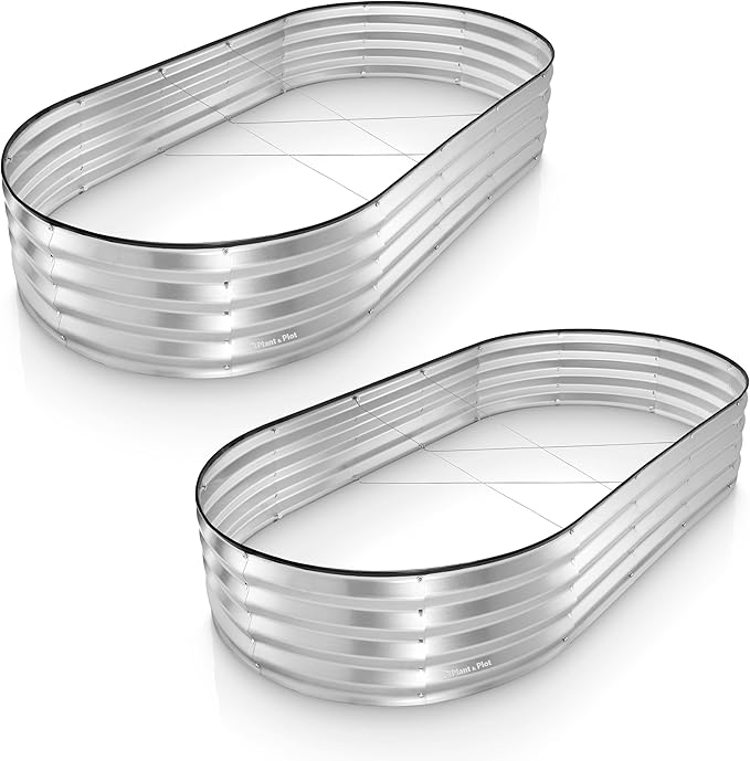 Galvanized Raised Garden Beds Outdoor // 6×3×1 ft (2-Pack) Planter Raised Beds for Gardening, Vegetables, Flowers // Large Metal Garden Box // Patented Tool-Free Design (Silver)