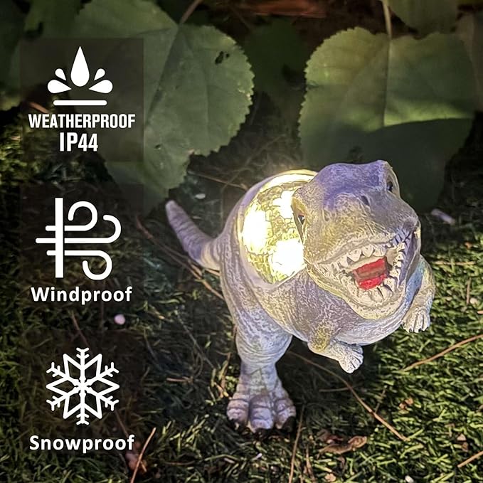 Outdoor Solar Statue Garden Decor, Dinosaur Garden Statues Outdoor Patio Lawn, Balcony Decoration, Solar Garden Outdoor Dinosaur Statues with LED Lights, Unique Gifts for Women