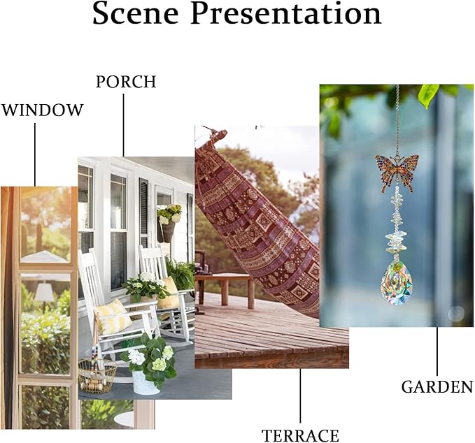 Suncatcher with Crystals,Colorful Crystal Butterfly Rhinestones Suncatcher Window Hanging,Crystal Prism Hanging Ornament,Rainbow Maker Decoration for Home, Garden, Wedding, Party & Christmas