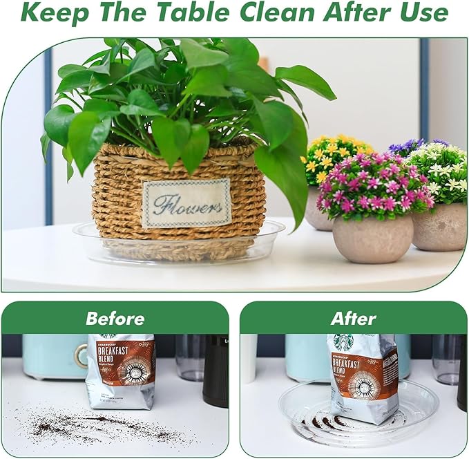 20 Pack Clear Plastic Plant Saucer 10 Inches Drip Trays Large Plant Plate Dish for Indoor Flower Pots and Planters, Bulk