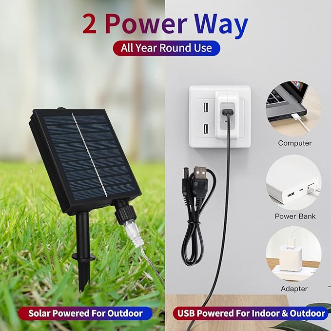 XTF2015 Solar American Flag Lights, 2 in 1 Solar Powered & Plug in American Flag Light, 420 LED Waterproof Patriotic Ornaments for Memorial Day, Independence Day, 4th of July, Party, Yard Decorations