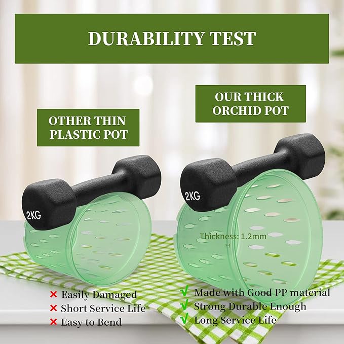 Orchid Pot with Holes and Saucers 5 Inch 6 Pack（Green Emerald）