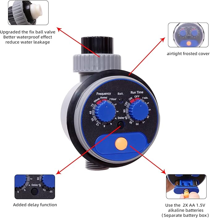 Sprinkler Water Timer Programmable Garden Zero Pressure Waterproof Irrigation Controller Hose Timer for Outdoor Lawns & Garden