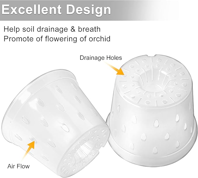 Orchid Pot, 7 Inch 8 Pack Orchid Pots with Holes and Saucers, Clear Plastic Plant Pot Indoor