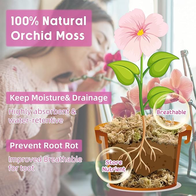 Legigo 10.5OZ Premium Sphagnum Moss for Plants 12QT Natural Long Fiber Moss Dried, Plant Moss for Orchid Repotting, Potted Plants, Succulents, Reptiles