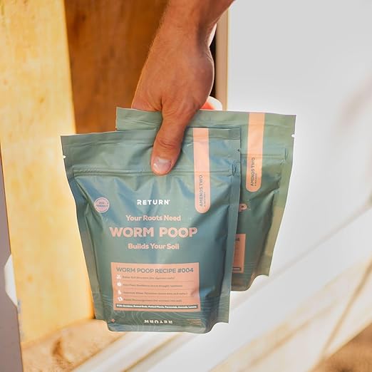 Return Worm Poop #004, 1-QT Pouch, Natural Worm Castings for Plants, Vegetable Garden, Lawn - Earthworm Soil Amendment, Organic Matter, Indoor Outdoor, Eco-Friendly, Odor-Free