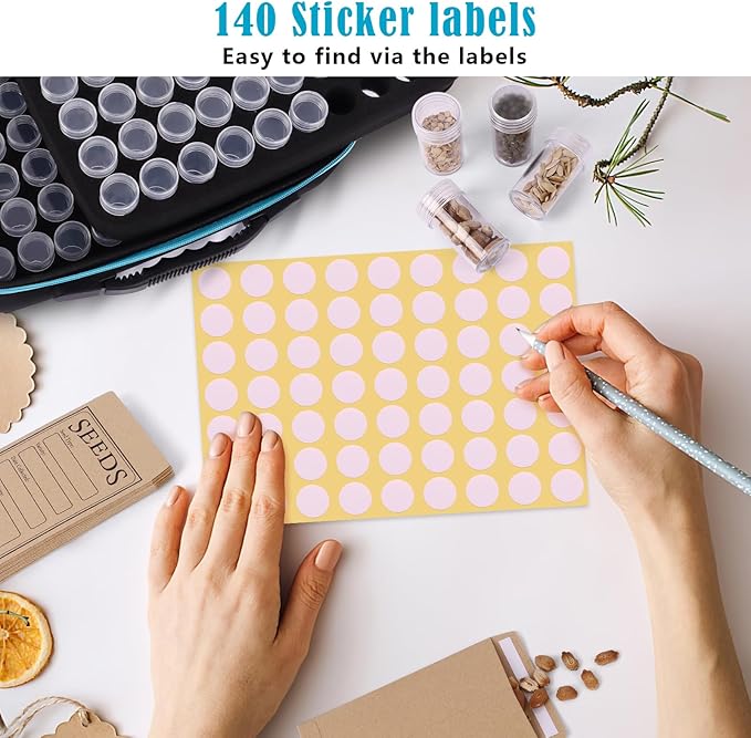 120 Slots Seed Storage Organizer with 20 Seed Envelopes, Sturdy Seed Organizer Storage Box with Zipper Bag Label Stickers(Seeds not Included), Seed Storage Container for Flower Plants Garden