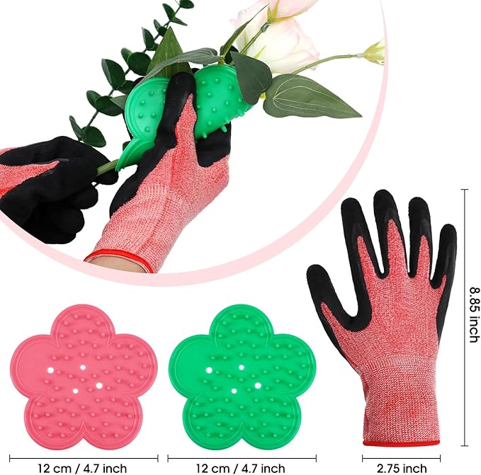 WILLBOND 11 Pcs Rose Thorn Remover Valentine Leaf Stripping Tool Garden Pruning Shear Scissors Kit Thorn Remover for Roses Floral Gloves and Floral Tape for Outdoor Gardening Flower(Pink, Green)