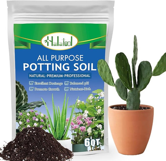 Halatool 6 QT Organic Aloe Plant Soil Potting Mix Garden Top Succulent Soil for Indoor & Outdoor Plants Bonsai Cactus Soil Potting Mix for Houseplants Flowers Vegetables & Herbs