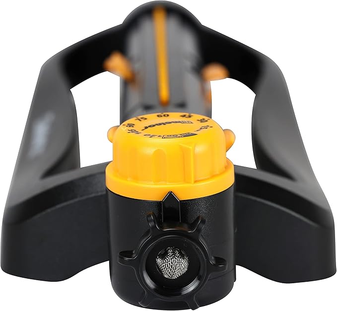 Melnor 65133AMZ XT Turbo Oscillating Sprinkler W/Timer, 4,500 sq. ft., Quick Connect Bundle, 2-Way Adjustable, Black, Yellow