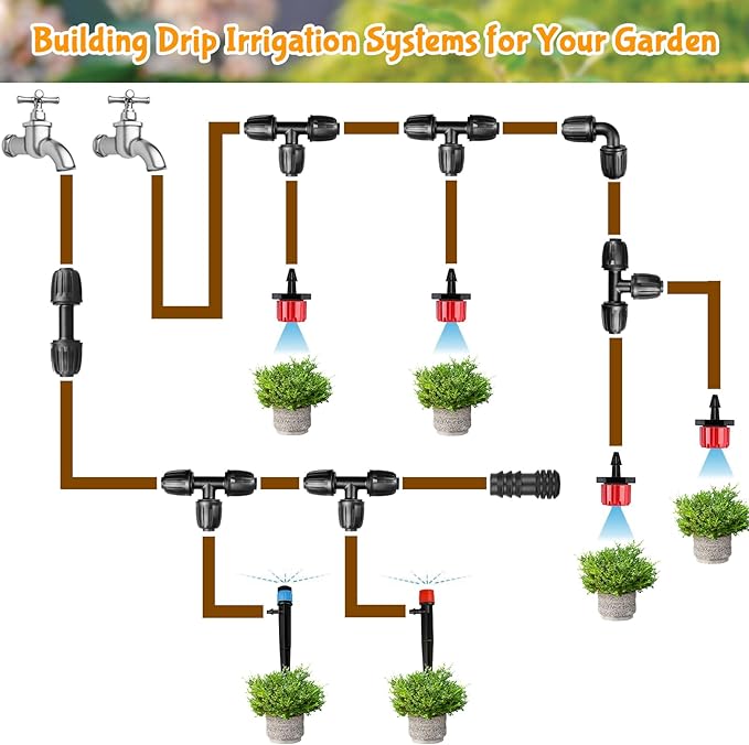 Drip Irrigation Fittings for 1/2 Inch Drip Tubing (1/2" ID x 0.65" OD)：1/2'' Drip Line Couplings Anti-drop Locked Nut Barbed Straight Coupling Connectors for Garden Irrigation System (10 Pack)