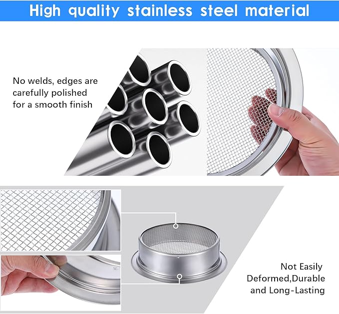 Soil Sieve Sifter Set Stainless Steel,Garden Sieve Set with 3 Interchangeable Mesh 3,6,9mm,Sifting Screen for Dirt, Sand, Rock, Filtration, Compost, with Soil Scoops Gardening Tool