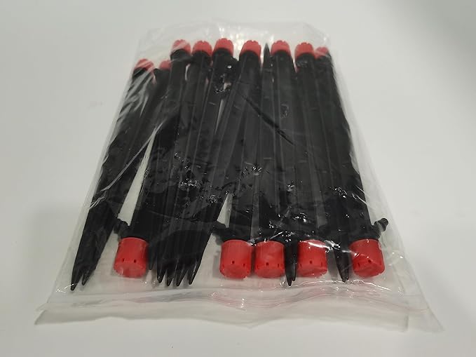 Kalolary 20PCS Drip Emitters for Irrigation, 1/4 Inch Drip Irrigation Emitters Parts 360 Degree Adjustable Water Flow Sprayer with Stake for 4/7mm Tube Micro Drippers System for Lawn Yard Pot (Red)