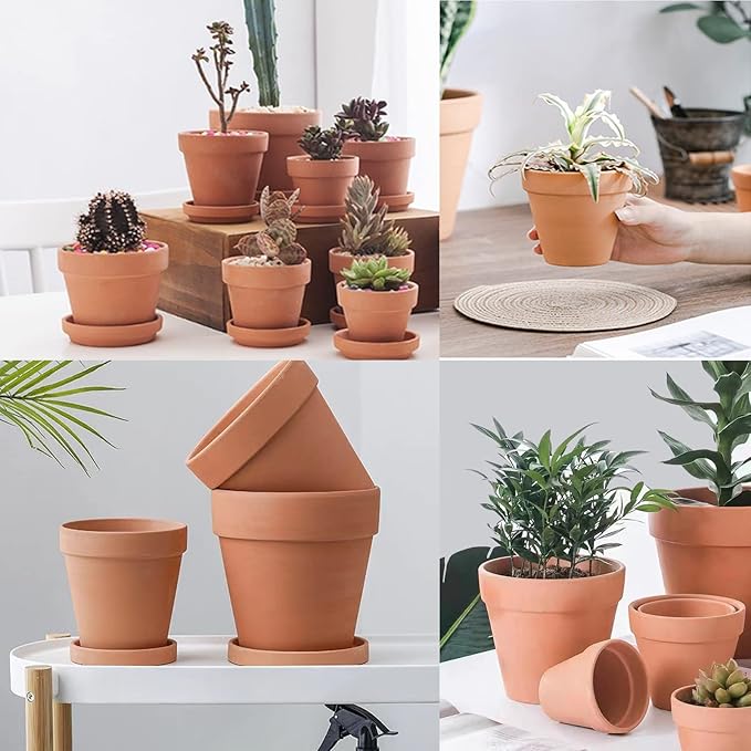 3 Inches Terracotta Clay Pots Pack of 18 pcs- Pottery Fleshy Flower Planter with Drainage Hole，for DIY Home and Office Desktop/Windowsill/Ornament Decoration Wedding