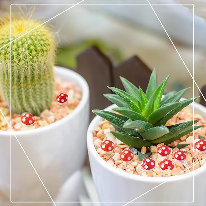 Yulejo 160 Pcs Tiny Mushrooms Mini Figurines Miniature Cute Colorful Mushroom Figurines Indoor Outdoor Mushroom Statue Decor Mushroom Decoration for Garden Landscape Bonsai Craft Ornament (Red, M)