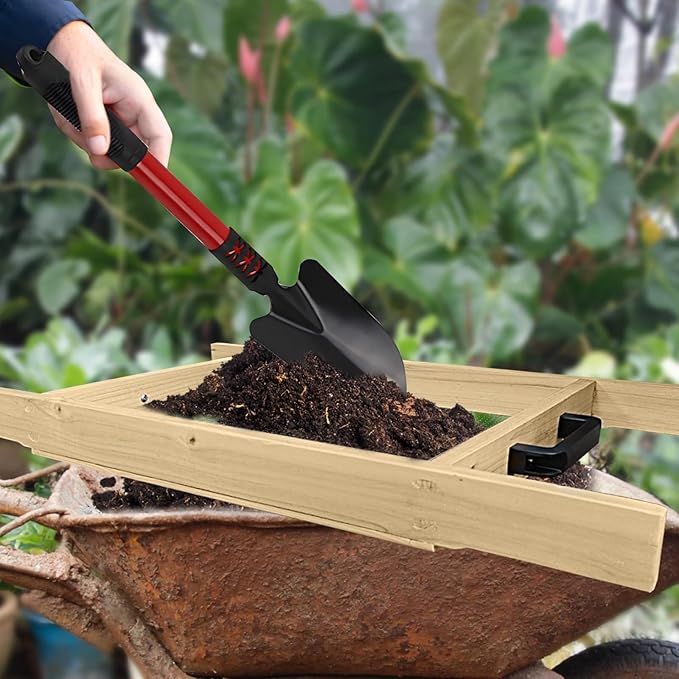 Large Soil Sifter, Dirt Sifter for Gardening, for Use in a Wheelbarrow, Compost Sifter, Garden Sieve for sifting Little Rocks/Top Soil/Leaves/Loam Soil/Sand/Gravel (17.8”×34.5” with Mesh Screen 1/2")