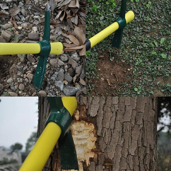 JANNO 2PCS 18Inch Pick Axe, Steel Forged Mattock Hoe, Premium Garden Pick with Fiberglass Handle Hoe Garden Tool for Digging, Flower Beds, Weeding, Gardening Loosening Soil, Digging, Camping