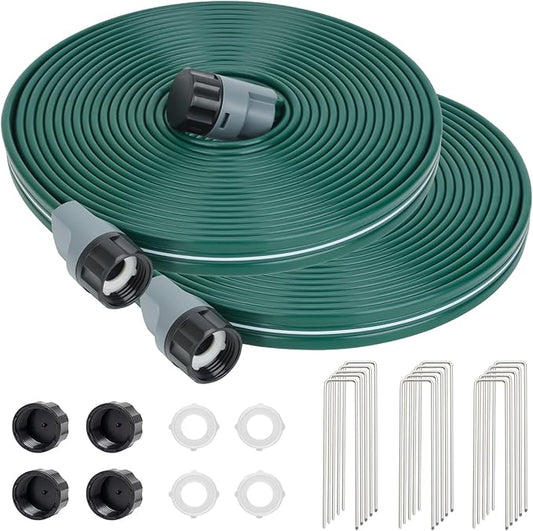Sprinkler Soaker Hose 25ft 2Pack for Garden Lawn, Watering Hose with Holes, High-Efficiency Water-Saving Garden Irrigation System, Drip Hose Sprinkler
