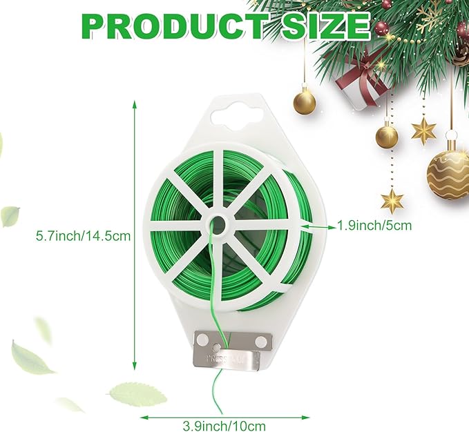 8 Pack Twist Tie 2624 Feet Green Garden Plant Ties with Cutter, Reusable Green Twist Ties for Gardening Plants Growth and Care, Office Home Cable Organization
