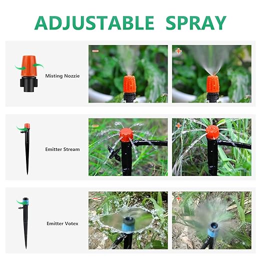 265 FT Drip Irrigation System Kit, 163pc Automatic Garden Watering Misting System for Greenhouse, Yard, Lawn, Plant