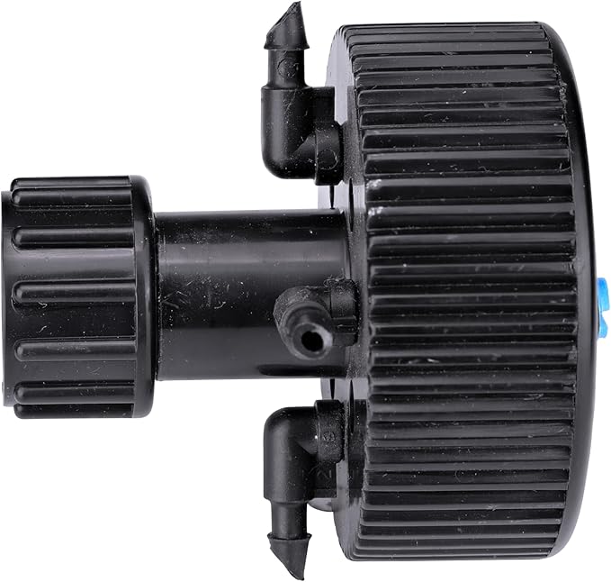 Raindrip 13400UB Hydro-Port Adjustable Four Bubbler, up to 30 GPH Per Outlet, Black-Blue