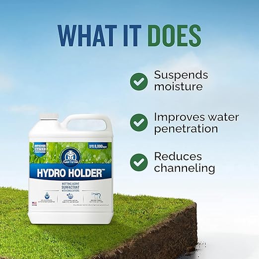 Turf Titan Hydro Holder Wetting Agent - Suspends Moisture in Your Grass Soil, Improves Water Drainage & Nutrient Uptake in Your Turf Grass, Promoting Healthy Soil - Covers 80,000 sq ft (2.5 Gallon)