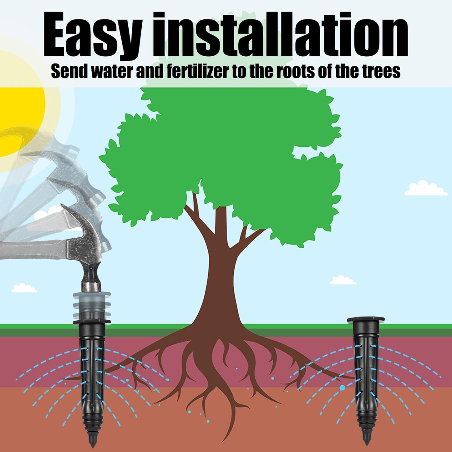 25 Pack Garden Watering Stake Large UV-Protected ABS Plastic Deep Root Irrigation Spike for Trees, Shrubs, Bushes, Shrubs, Flowers, Fruits, Vegetables, Potted Plants (8 Inch)