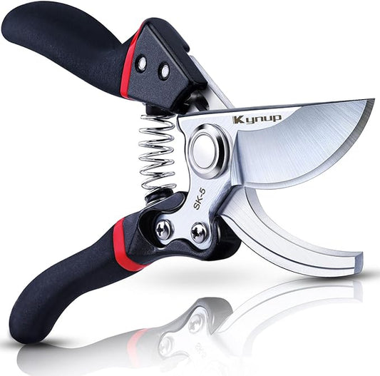 Kynup Pruning Shears for Gardening, Gardening Shears Heavy Duty, Cutting Shears Garden,Hedge Clippers, Rose Pruning Shears, Hand Clippers Gardening (Red Black)