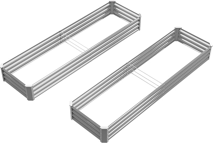 8X2X1FT-2P Galvanized Raised Garden Beds Outdoor // Planter Raised Beds for Gardening, Vegetables, Flowers, Large Metal Garden Box,Deep Plant Flower pots Outdoor.