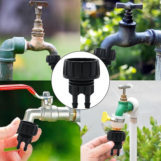 4 Pcs Drip Irrigation Tubing Faucet Adapter 1/4" to 3/4" Garden Faucet Adapter Water Drip Hose Adapter Connectors for Outdoor Faucet