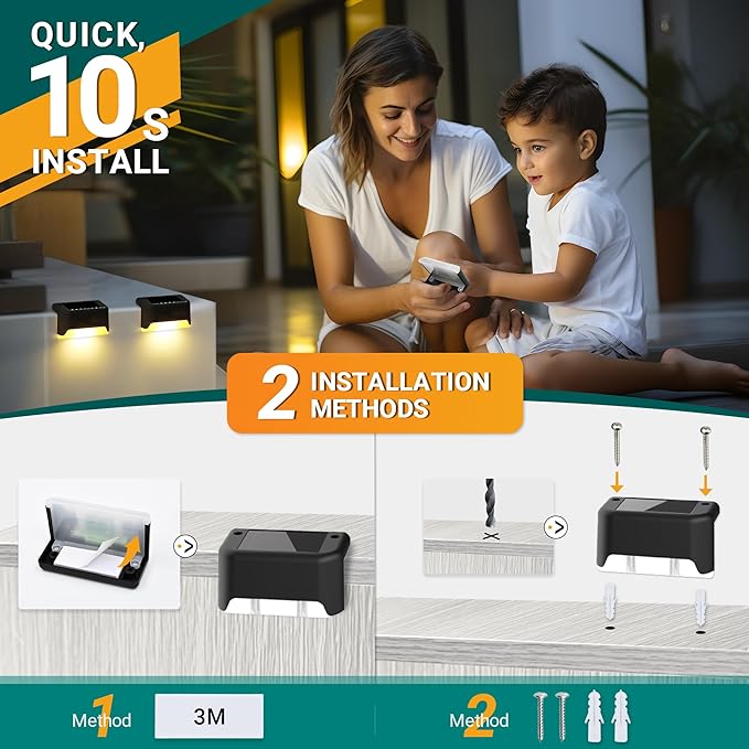 SOLPEX Solar Deck Lights 16 Pack, Outdoor Step Lights Waterproof Led for Stairs, Fence, Yard, Patio, Pathway (Warm White)