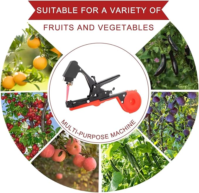 Plant Tying Machine Plant Vine Tying Machine Tool with 10000pcs Staples 20 Rolls Tape Plant Tape Gun for Grapes Raspberries Tomatoes and Vining Vegetables Tying Tool（Black）