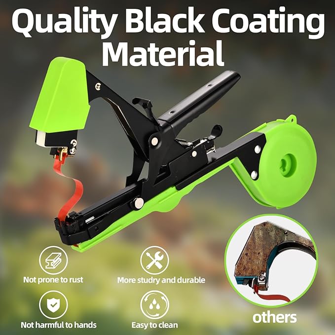 SUCA Plant Tying Machine, Plant Tape Cattle Panels for Garden,Plant Vine Tying Tool with 10000pcs Staples 21 Rolls Tape Plant Tape Gun for Grapes,Tapener (tapetool set1pcs), Green