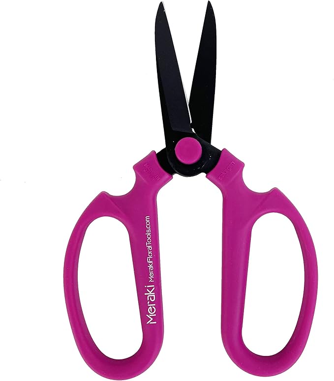 Meraki Flower Scissors/Garden Scissors with Black Carbon Steel Blades 7.6 inch, Color: Bougainvillea