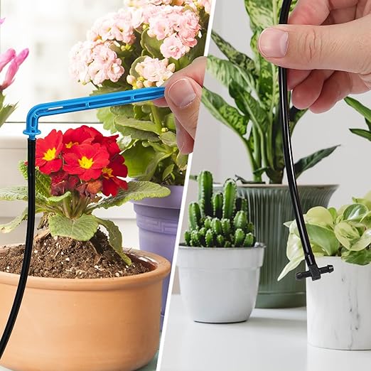 Drip Irrigation Kit Accessories, NVRGIUP 32.8FT Solar Auto Drip Irrigation Extra Accessories Kit, Automatic Irrigation System Expansion Kit with Filter, 1/8 Inch Pipe, 10 Barbed Fittings and 10